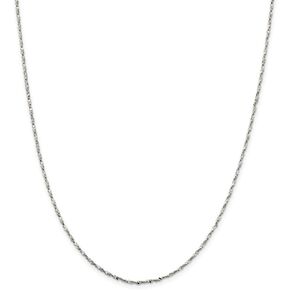 Solid 925 Sterling Silver 1.6mm Twisted Serpentine Chain Necklace - with Secure Lobster Lock Clasp