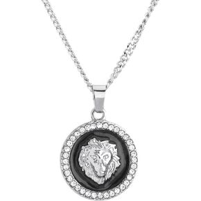 metaltree98 Men's Lion Head Mini Medallion Gold and Silver Plated Pendant 20" Cuban Chain Necklace CP 282