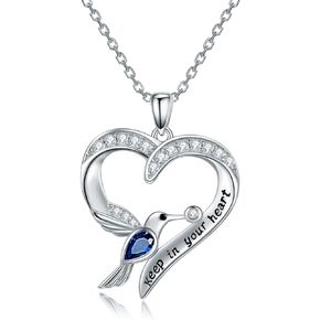 CHENGHONG Hummingbird Gifts 925 Sterling Silver Hummingbird Jewelry for Women Hummingbird Pendant Necklace Inspiration Bird Animal Jewelry Gifts for Mom Girls Grandmother