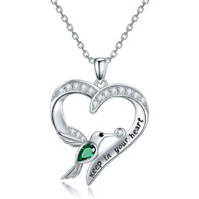 CHENGHONG Hummingbird Gifts 925 Sterling Silver Hummingbird Jewelry for Women Hummingbird Pendant Necklace Inspiration Bird Animal Jewelry Gifts for Mom Girls Grandmother