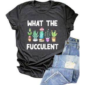 What The Fucculent-Women's Cactus Graphics Shirt Natural Cactus Succulents Gardening Retro Vintage T-Shirt