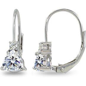 Sterling Silver Trillion-Cut Leverback Drop Earrings Made with AAA Cubic Zirconia