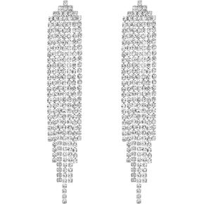 Mlouye Square Rhinestone Chandelier Dangle Earrings for Women Girls Prom Party Jewelry