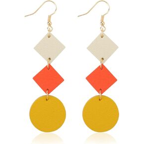KINIVA Colorful Dangle Drop Earrings for Women,Lightweight Leather Earrings for Women Girls,Gifts for Women Girls