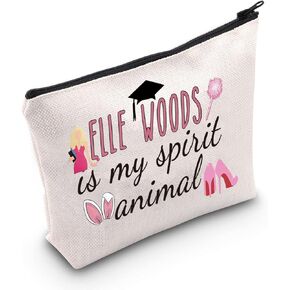 POFULL Movie Inspired Gift Law Student Makeup Bag Elle is My Spirit Animal Cosmetic Bag Attorney Gift (Woods is My Spirit Animal bag)