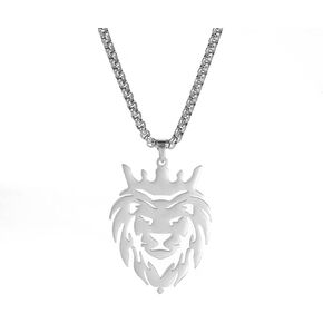 EUEAVAN Hollow Lion Head Pendant Necklace Stainless Steel Charm Classic Animal Elements Pendant Necklace for Women Men Girls Boys Gifts