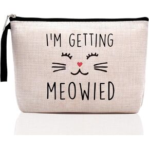 Hanamiya Na Engagement Gifts for Women, Unique Wedding Gift Idea for Fiancee, Bride, Bridal Shower Gifts, Bachelorette Party Gifts for Bride-I'm Getting Meowied- Makeup Bag