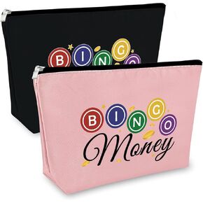 Bingo Lover Gift Makeup Bag Bingo Gifts for Women Casino Lovers Gift for Women Cosmetic Bag Bingo Player Gift Casino Gambling Gift Bingo Lover Gift Birthday Christmas Gift 2PCS Travel Cosmetic Pouch