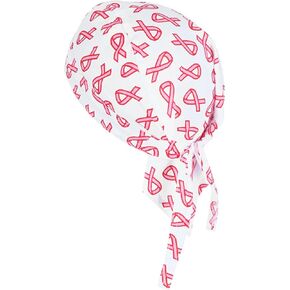 CTM® Premium Cotton Unlined Breast Cancer Pink Ribbon Do Rag