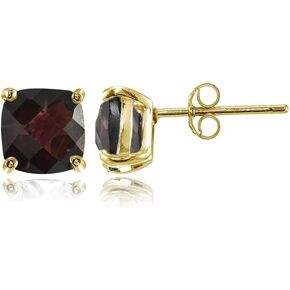 Sterling Silver 5mm Cushion-Cut Gemstones Stud Earrings, Choice of Colors