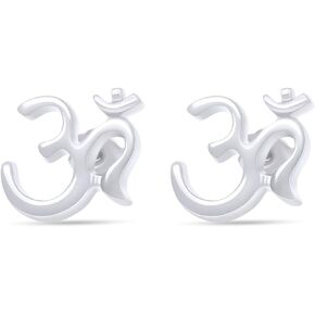Wishrocks OM Aum Spiritual Symbol Stud Earrings for Women in 14k Gold Over 925 Sterling Silver With Push Back Jewelry gift for Women girls teen, Gift for her wife, Christmas gift