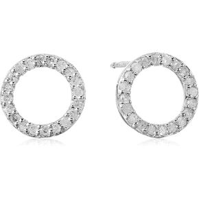 Amazon Collection 1/5th CT TW Diamond Geometric Circle Stud Earrings in Sterling Silver