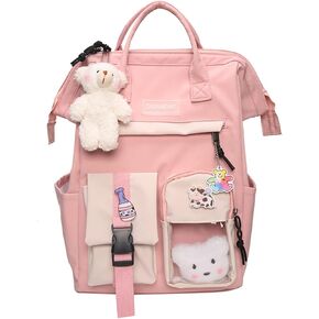 GGOOB Kawaii Backpack with Kawaii Pin and Accessories Backpack Cute Aesthetic Backpack Cute Kawaii Backpack for School