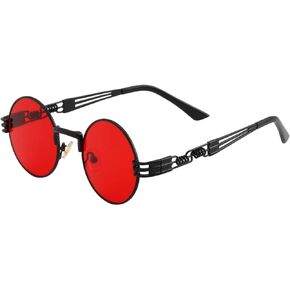 Kursan Round Sunglasses for Women Men Hippie Glasses Retro Metal Frame Sun Glasses UV 400 Protection