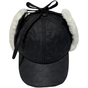 WITHMOONS Womens Fleece Earflaps Cap - Padded Quilting Warm Winter Baseball Cap YZT0226