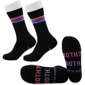 JXGZSO 2 Pairs Bisexual Socks Bisexual Pride Flag Bisexual Gift Both Is Good Socks