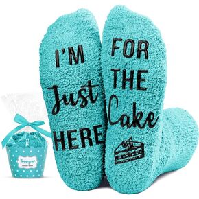 HAPPYPOP Green Fuzzy Socks For Women Girls Cake Socks Birthday Socks Women, Gifts For Women Birthday Cake Gifts