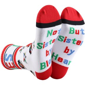 LEVLO 1 Pair OES Sorority Socks Not Sisters by Blood But Sisters by Heart OES Sorority Sister Gift