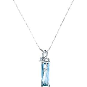 JczR.Y Crystal Teardrop Necklace Light Blue Crystal Pendant Necklace for Women Girls Retro Cz Teardrop Waterdrop Necklace Statement Wedding Jewelry