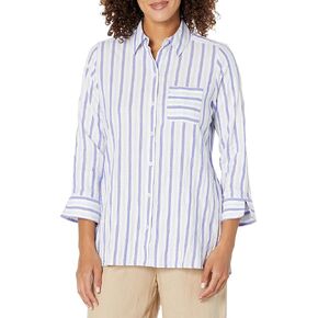 قميص Germaine نسائي من Foxcroft بأكمام 3/4 مخطط ناعم in Kuwait