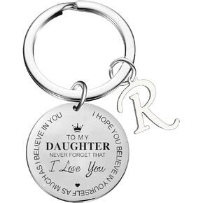 To My Daughter Gift Daughter Keychain Initial Keychain Daughter Gifts For Birthday Gradudation Christmas Gift