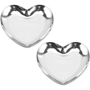 AKOAK 2 Pcs Stainless Steel Jewelry Tray Nordic Heart-shaped Gift Storage Tray Necklace Ring Display/Fruit Dessert Tray/Home Decoration (Colorful)