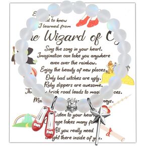 UJIMS Wizard of Dorothy Inspired Gift Ruby Red Slippers Bracelet with Magic Wand Charm Card Movie Fans Gifts for Women