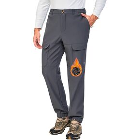 Little Donkey Andy Winter Warm Fleece Lined Pants for Men Water Resistance Outdoor Cargo Snow Ski Hiking