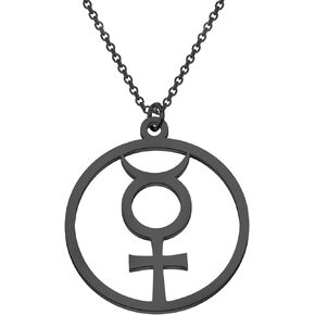 CENWA Mercury Pendant Alchemical Symbol Stainless Steel Necklace Mercury Symbol Jewelry Astrological Symbol Jewelry