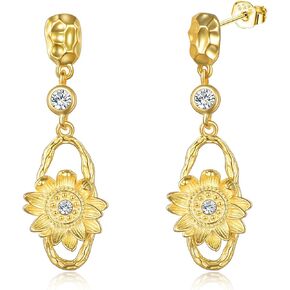 Sunflower/Tulip/Daisy Earrings Sterling Silver Dangle Drop Earrings Statement Flower Jewelry for Women Girls