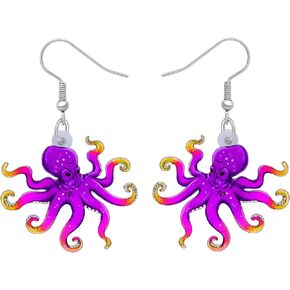 Acrylic Cute Cartoon Octopus Earrings Squid Dangle Sea Life Jewelry Gifts for Women Girls Charms Decor
