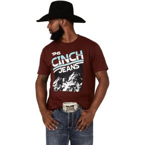 Cinch Men's Jeans 96' Mountain Graphic T-Shirt Heather Red