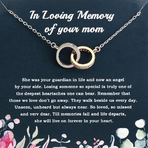 PLITI Memorial Gift For Loss Of Mom Mother Condolence Gift In Loving Memory Of Your Mom Jewelry Double Interlocking Circle Necklace 