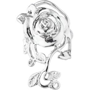 LUX ACCESSORIES Silver Tone Roses Sterling Plated Fancy Fashionable Women Ring