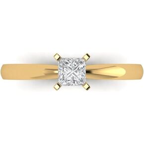 Clara Pucci 0.50 ct Princess Cut Solitaire Genuine Moissanite Engagement Wedding Bridal Promise Anniversary Ring in 14k Yellow Gold