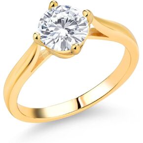 Gem Stone King White Moissanite Wedding Engagement Solitaire Anniversary Promise Ring (0.80 Cttw, Round 6MM, Available In Size 5, 6, 7, 8, 9)