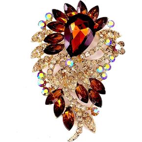 SELOVO Big Large Flower Statement Brooches Pins Scarf Decoration Gold Tone