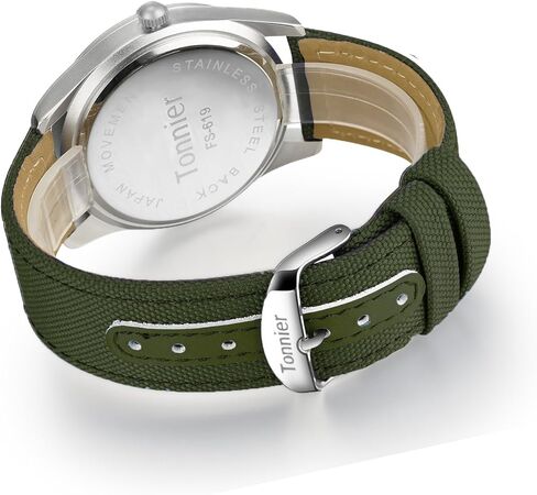 ساعات للرجال من Tonnier لعطلة نهاية الأسبوع والتقويم التناظرية بحزام قماشي in Kuwait