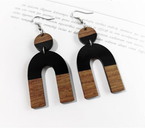 Wood Earrings for Women Trendy Teardrop Wooden Dangle Earrings Boho Bohemian Earrings Dangling Lightweight Statement Jewelry in Kuwait
