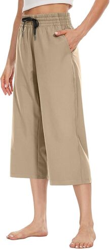 بنطال كابري للنساء كاجوال صيفي سريع الجفاف ومريح وفضفاض in Kuwait