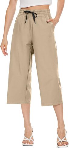 بنطال كابري للنساء كاجوال صيفي سريع الجفاف ومريح وفضفاض in Kuwait