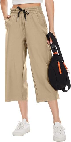 بنطال كابري للنساء كاجوال صيفي سريع الجفاف ومريح وفضفاض in Kuwait