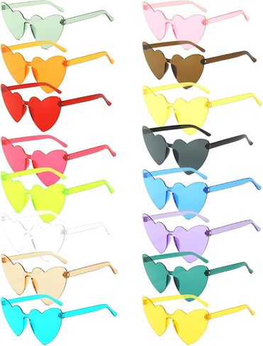 16 Pairs Heart Shaped Rimless Sunglasses Frameless Heart Sunglasses Transparent Candy Color Glasses Tinted Eyewear Bachelorette Party Favors Photo Booth Props, Aircraft Box Well Packaged,16 Colors in Saudi Arabia