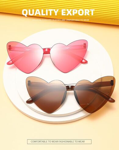 16 Pairs Heart Shaped Rimless Sunglasses Frameless Heart Sunglasses Transparent Candy Color Glasses Tinted Eyewear Bachelorette Party Favors Photo Booth Props, Aircraft Box Well Packaged,16 Colors in Saudi Arabia