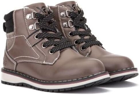 X RAY Footwear Aiden Boy's Classic Lace Up Combat Faux Leather Mid-Top Chukka مع سحاب جانبي داخلي وعروة سحب، مقدمة مستديرة، منصة كعب عريض، نعل خارجي من المطاط اللدن بالحرارة. in Kuwait