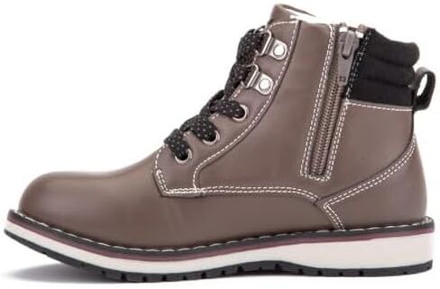 X RAY Footwear Aiden Boy's Classic Lace Up Combat Faux Leather Mid-Top Chukka مع سحاب جانبي داخلي وعروة سحب، مقدمة مستديرة، منصة كعب عريض، نعل خارجي من المطاط اللدن بالحرارة. in Kuwait