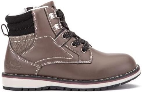 X RAY Footwear Aiden Boy's Classic Lace Up Combat Faux Leather Mid-Top Chukka مع سحاب جانبي داخلي وعروة سحب، مقدمة مستديرة، منصة كعب عريض، نعل خارجي من المطاط اللدن بالحرارة. in Kuwait
