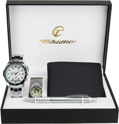 Gift Set Men's Watch White- LED Lamp LED- Wallet -Pen in Saudi Arabia