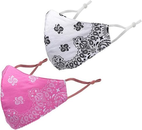 قطعتان من غطاء الوجه للرجال والنساء، قناع من نسيج القطن نصف وجه واقي، بالاكلافا بيزلي عصرية، قابل للغسل وإعادة الاستخدام in Kuwait