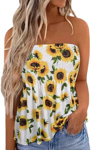MHTOR العلم الأمريكي Smocked حمالة العصابة تانك المرأة 4th من يوليو بلا أكمام عادية مطوي Flowy المحاصيل تونك البلوزات in Kuwait